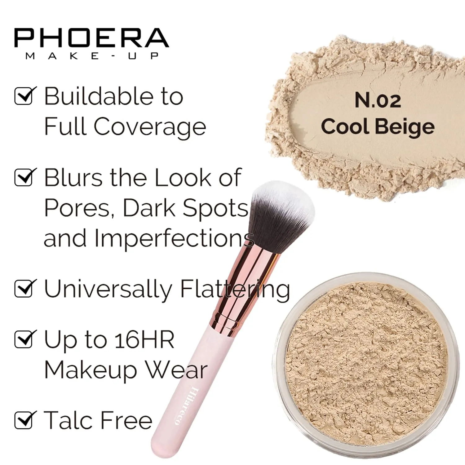 PHOERA Foundation & Concealer - Full Coverage, 24 Hour Fresh Wear with Matte Finish, Includes Primer & Powder (111 Chestnut)