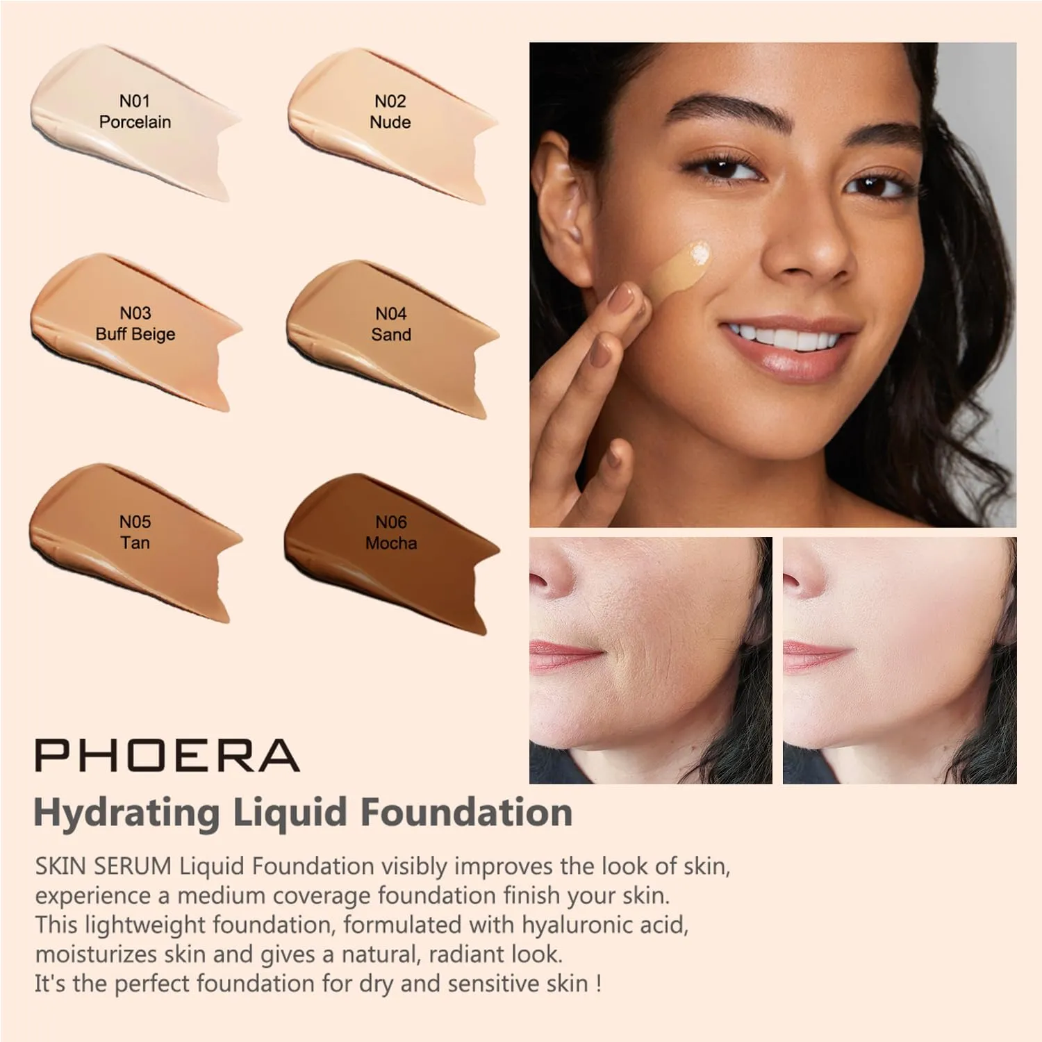 PHOERA Foundation Full Coverage,and Medium Coverage 2024 New PHOERA Foundation Makeup for Mature Skin,Lightweight Wrinkles Matte Natural Finish for a Flawless Complexion(104 N03/Buff Beige Buff Beige)