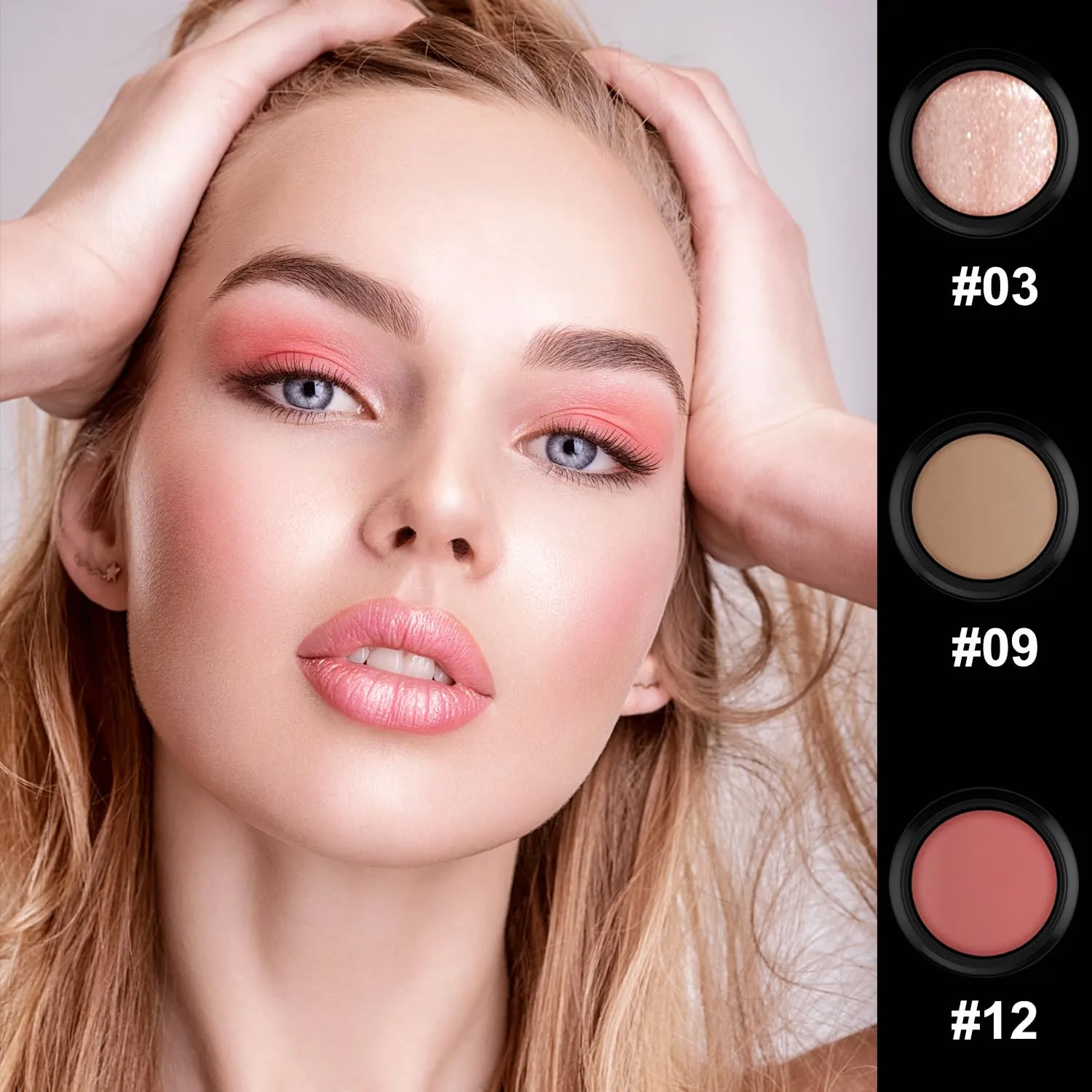 PHOERA Foundation,3 PCS Contour Stick Makeup Kit, Shades with Highlighter Stick, Blush Stick and Bronzer Contour Stick for Sculpt the Cheeks (102 103  Fair-Light Contour/Nude   Warm peach #03,#09,#12)