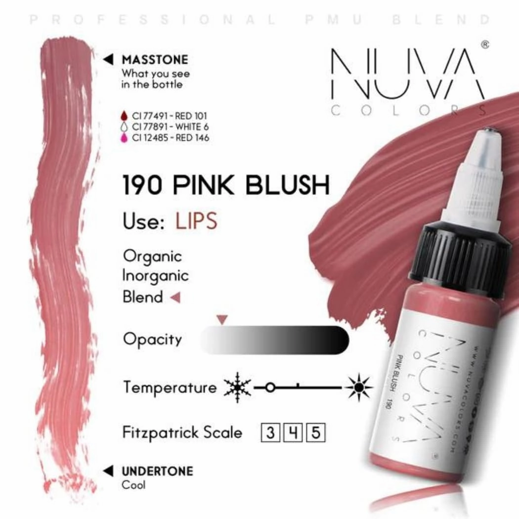 PMU Lip Pigment, Customizable, Cool Undertone for Lip Blushing & More, Vegan, Made in USA (Pink Blush)