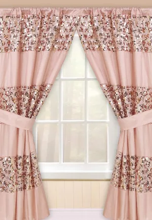 Popular Bath Sinatra Blush curtain Classic Luxury Window curtain Contemporary Decor Blush color Unique Design Stylish Bathroom Window Curtain (36" x 54" each) set of 2 Tie Decor Bling Mosaic