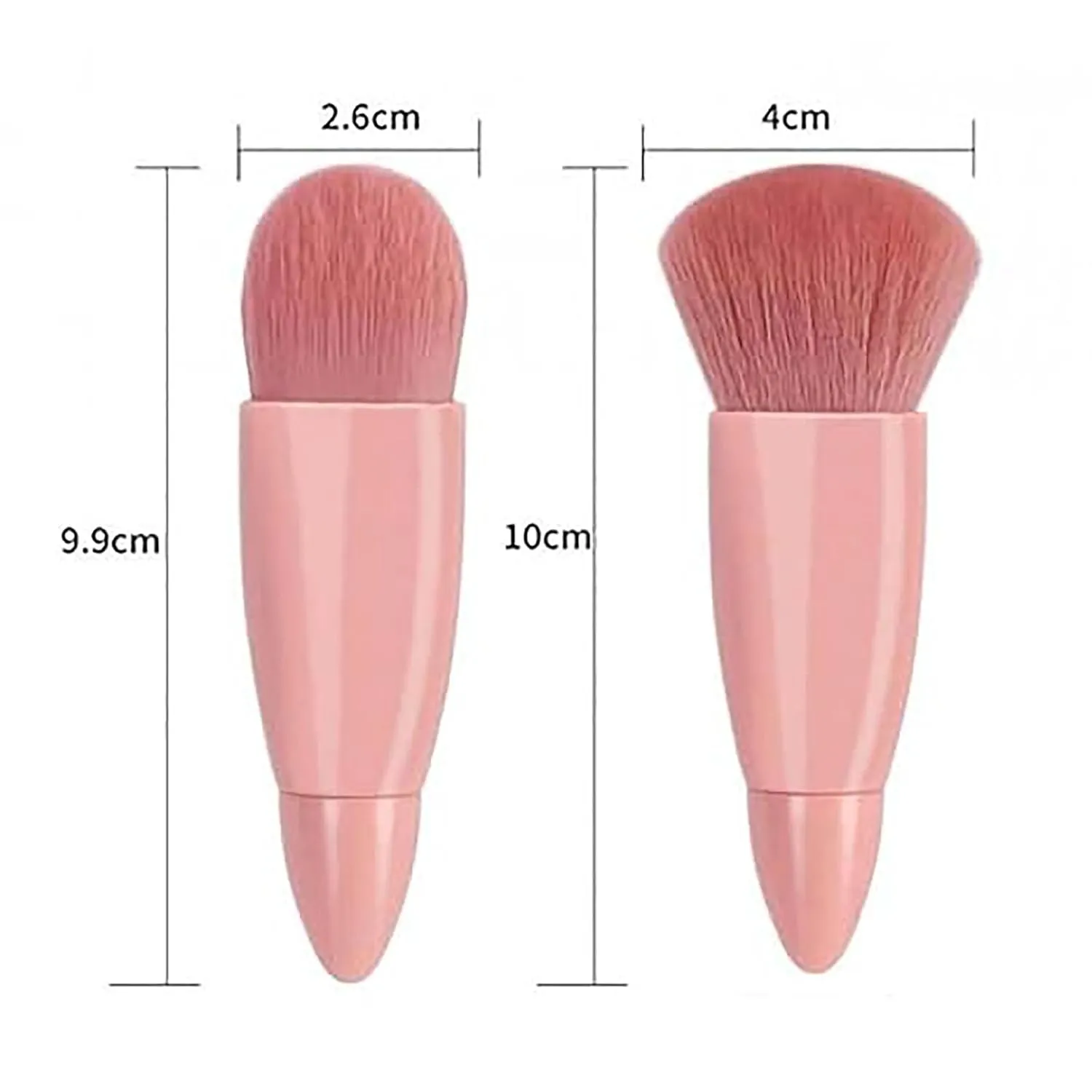 Portable 5-piece makeup brush set, travel makeup brush set, mini multi-functional makeup brush with mirror (rose red)