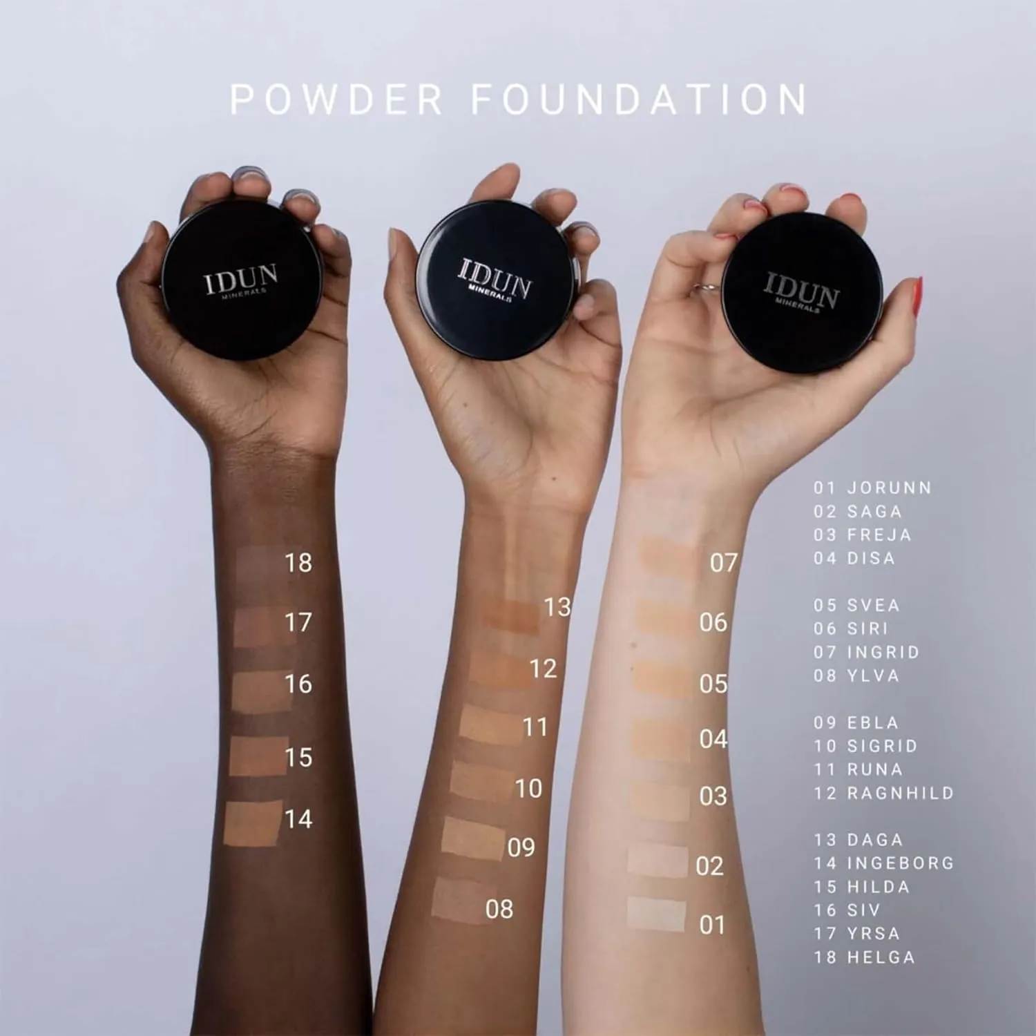 Powder Foundation Embla - Loose Powder, Medium/High Coverage - Moisturizing Creamy Texture - Purified Minerals, SPF 15, Water Resistant, Safe for Sensitive Skin - Med/Dark Warm, 0.25 oz