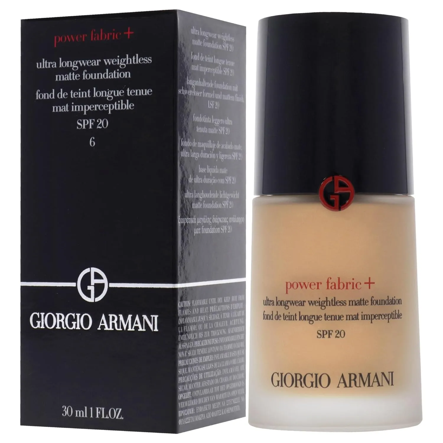 Power Fabric Plus Longwear Weightless Matte Foundation SPF 20-6 by Giorgio Armani for Women - 1 oz Foundation