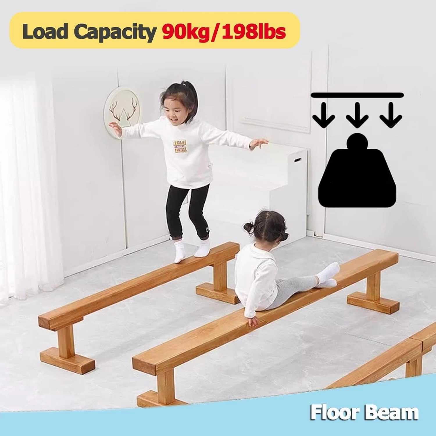 Professional Balance Gymnastics Beam, Extra-Firm Wooden Floor Walking Beam Bar, 59 79 118 Inch Long Home Gymnastics Equipment for School Club Gym Center ( Size : 300cm(118.1in) long/10cm(3.9in) width