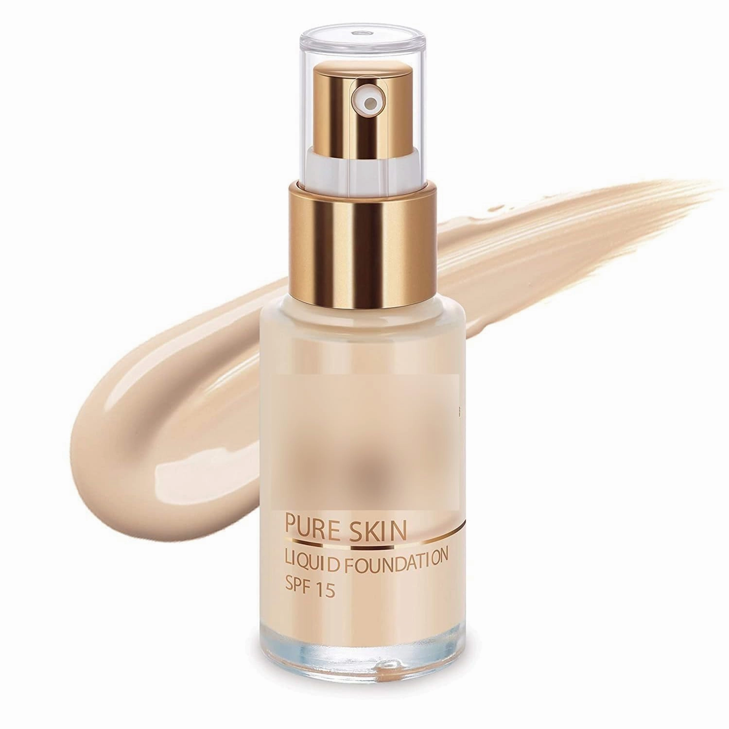 Pure Skin Liquid Foundation - Snow White, 30ml | Full Coverage | Long Lasting | Lightweight | Oil Free Dewy Finish | SPF 15 | Halal Certified & Vegan Makeup