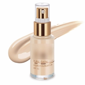 Pure Skin Liquid Foundation - Snow White, 30ml | Full Coverage | Long Lasting | Lightweight | Oil Free Dewy Finish | SPF 15 | Halal Certified & Vegan Makeup
