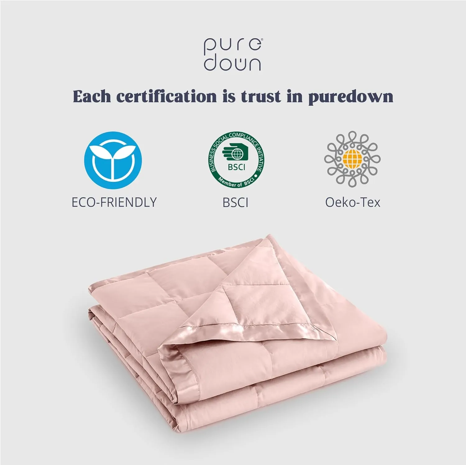 puredown® Blankets King Size - Soft Lightweight Down Blanket for All Seasons, Cozy Warm Luxury Bed Blanket with Satin Trim, Microfiber Cover, Blush Pink (108"X90")