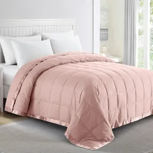 puredown® Blankets King Size - Soft Lightweight Down Blanket for All Seasons, Cozy Warm Luxury Bed Blanket with Satin Trim, Microfiber Cover, Blush Pink (108"X90")