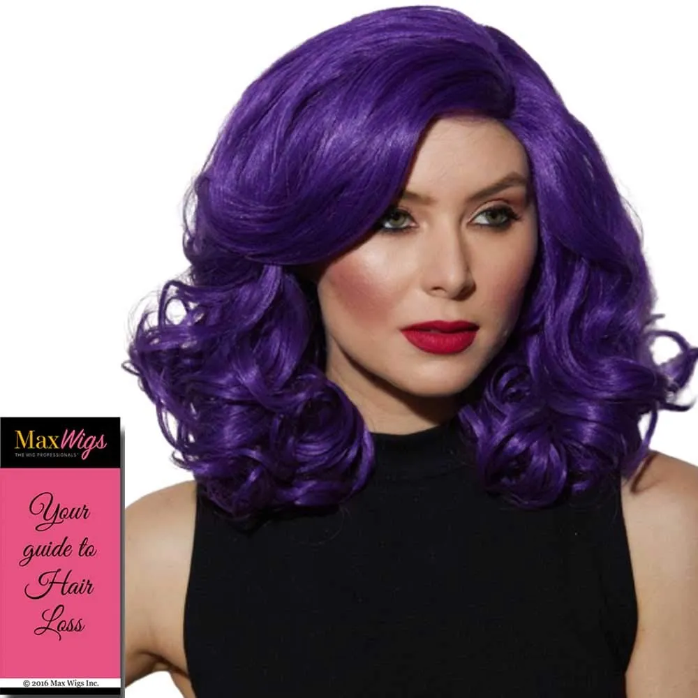 Reagan Blush Wig Color Pink Taffy - Sepia Wigs 14.5" Shoulder Length Curly Lace Front Heat Friendly Synthetic Hair Vibrant Costume Realistic Hairline Layered Bundle MaxWigs Hairloss Booklet
