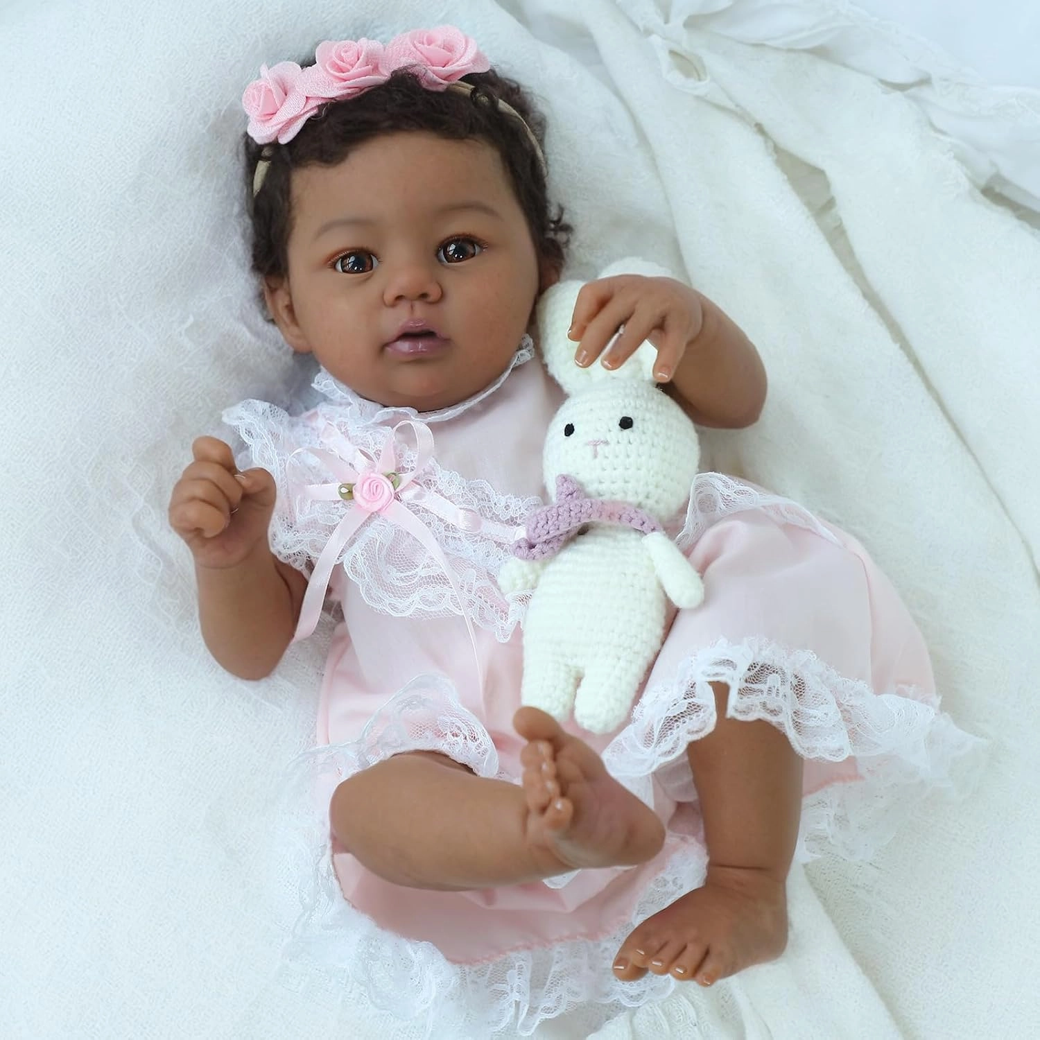 Reborn Baby Doll Black Girl – 18-Inch Realistic Lifelike African American Newborn Handmade Doll with Real Life Soft Weighted Body and Accessories – Gift for Kids Ages 3 and Up