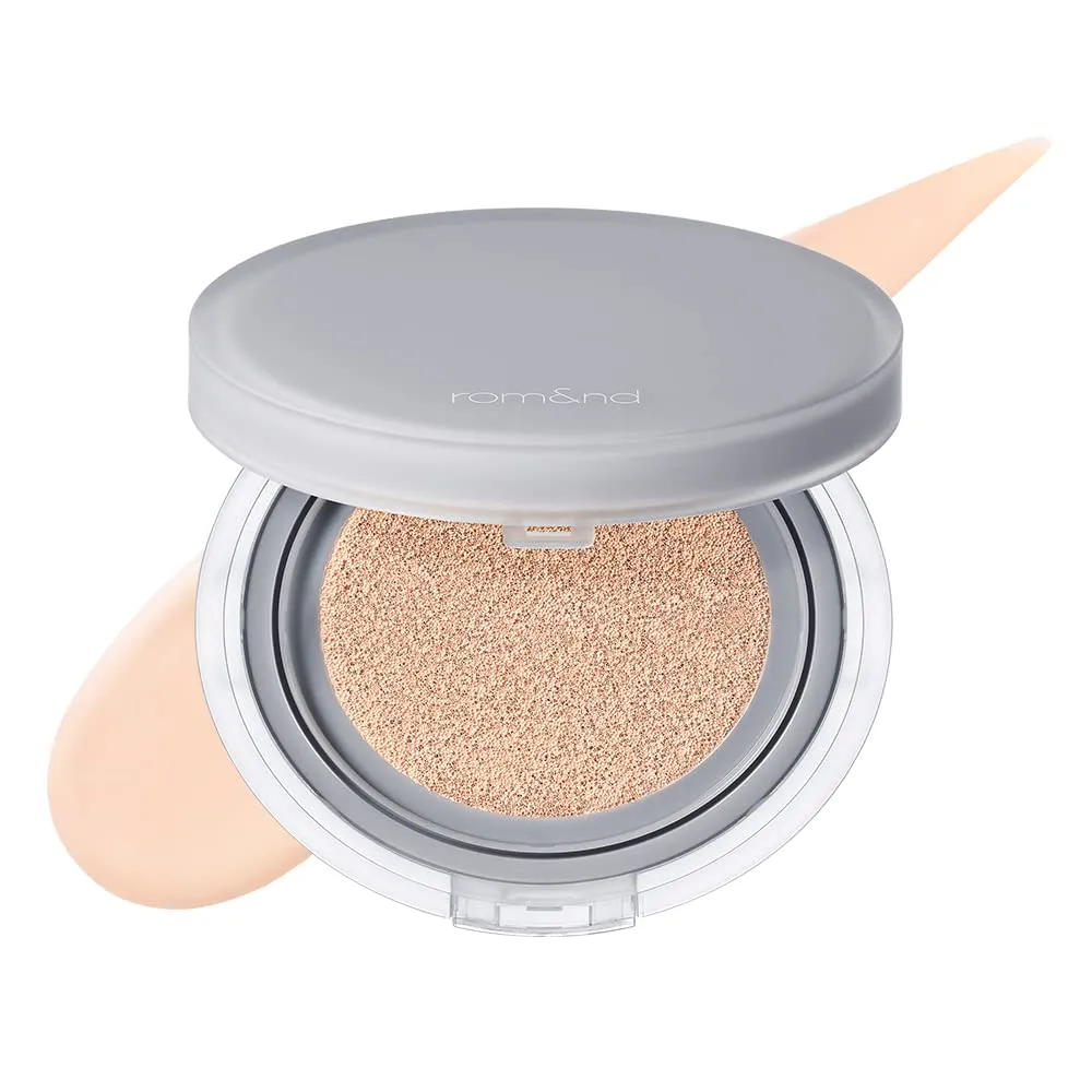 Rom&nd Nu Zero Cushion (02 Pure 21) Long Lasting, High Coverage, Semi Matte Finish, Flawless Complexion Without Cakey Face, Makeup Base and Fixer, Thinly Layered, Korean Cushion Foundation