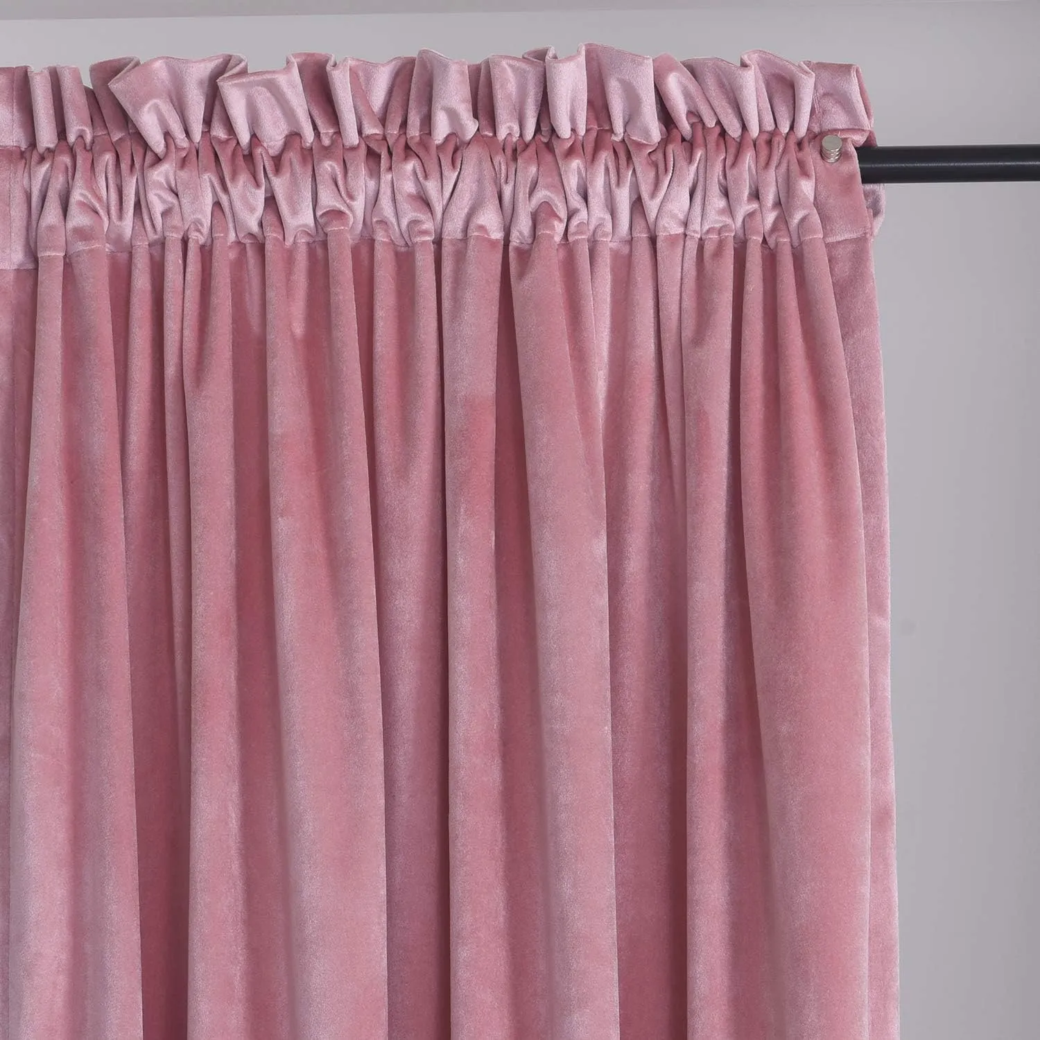 Roslynwood Blush Pink Velvet Curtains Light & Heat Block Window Treatment Energy Efficient Privacy Protection Drapes for Hotel/Living Room/Dining Room,Blush,W52 x L90, 2 Panels
