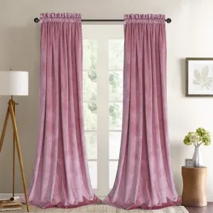 Roslynwood Blush Pink Velvet Curtains Light & Heat Block Window Treatment Energy Efficient Privacy Protection Drapes for Hotel/Living Room/Dining Room,Blush,W52 x L90, 2 Panels