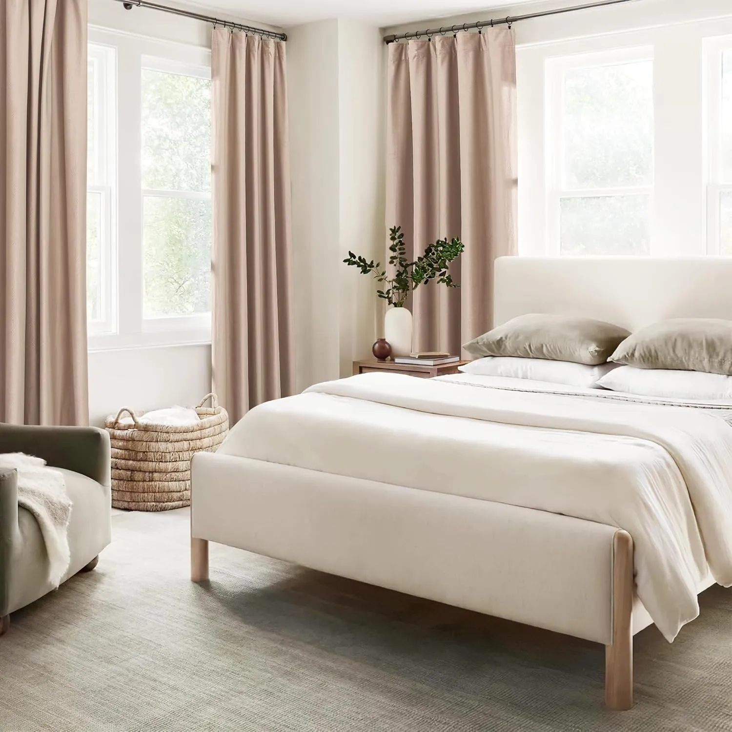 RYB HOME Velvet Curtains 96 inches Long, Blush Pink Back Tab & Rod Pocket Leaves Printed Curtain & Drapes for Living Room Bedroom, W52 x L96 inches, Champagne, 2 Panels