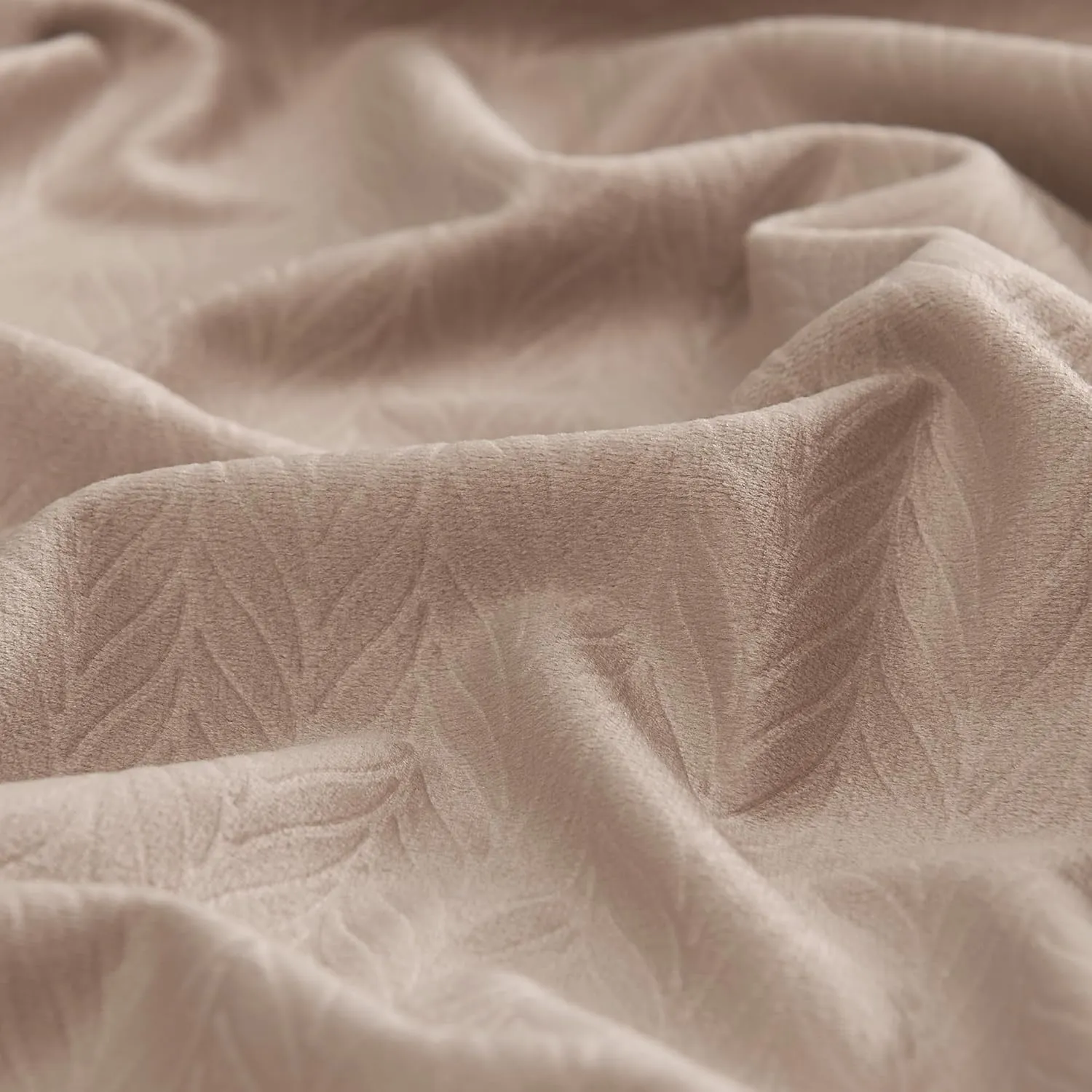 RYB HOME Velvet Curtains 96 inches Long, Blush Pink Back Tab & Rod Pocket Leaves Printed Curtain & Drapes for Living Room Bedroom, W52 x L96 inches, Champagne, 2 Panels