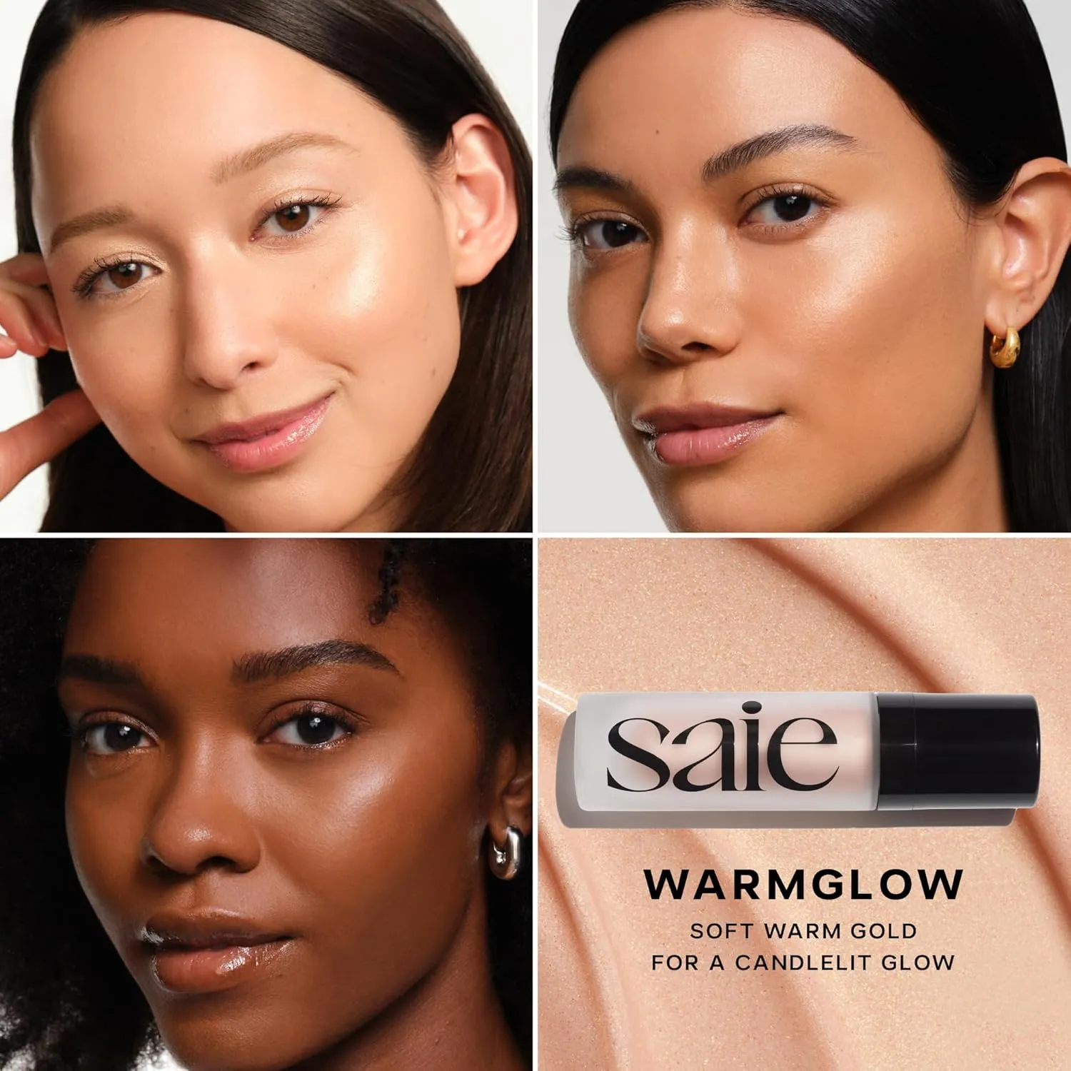 Saie Glowy Super Gel Lightweight Illuminator - Luminizer and Makeup Primer for Glowing Skin - Enriched with Vitamin C   Hydrating Squalane Oil - Warmglow (1 oz)