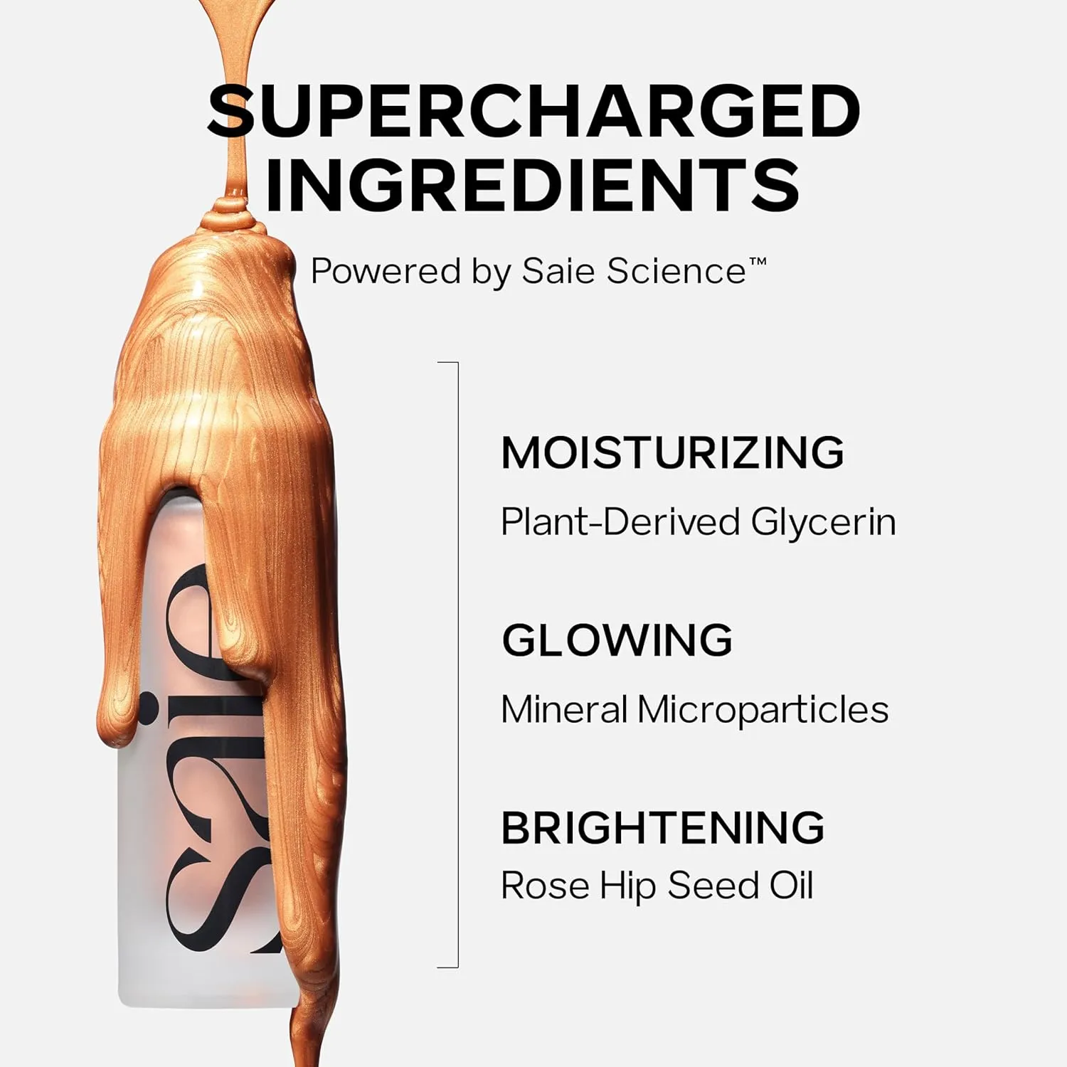 Saie Mini Glowy Super Gel Lightweight Illuminator - Luminizer   Makeup Primer for Glowing Skin - Enriched with Vitamin C   Hydrating Squalane Oil - Roseglow (0.5 oz)