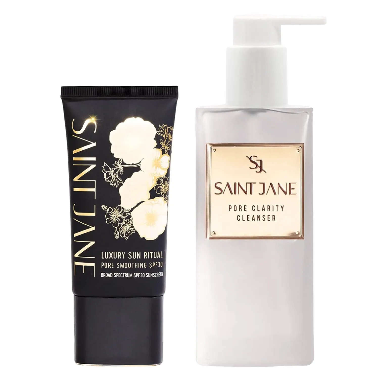 Saint Jane - Sun Ritual Pore Smoothing SPF 30 Mineral Sunscreen   Pore Clarity Cleanser BUNDLE | Luxury, Clean Skincare