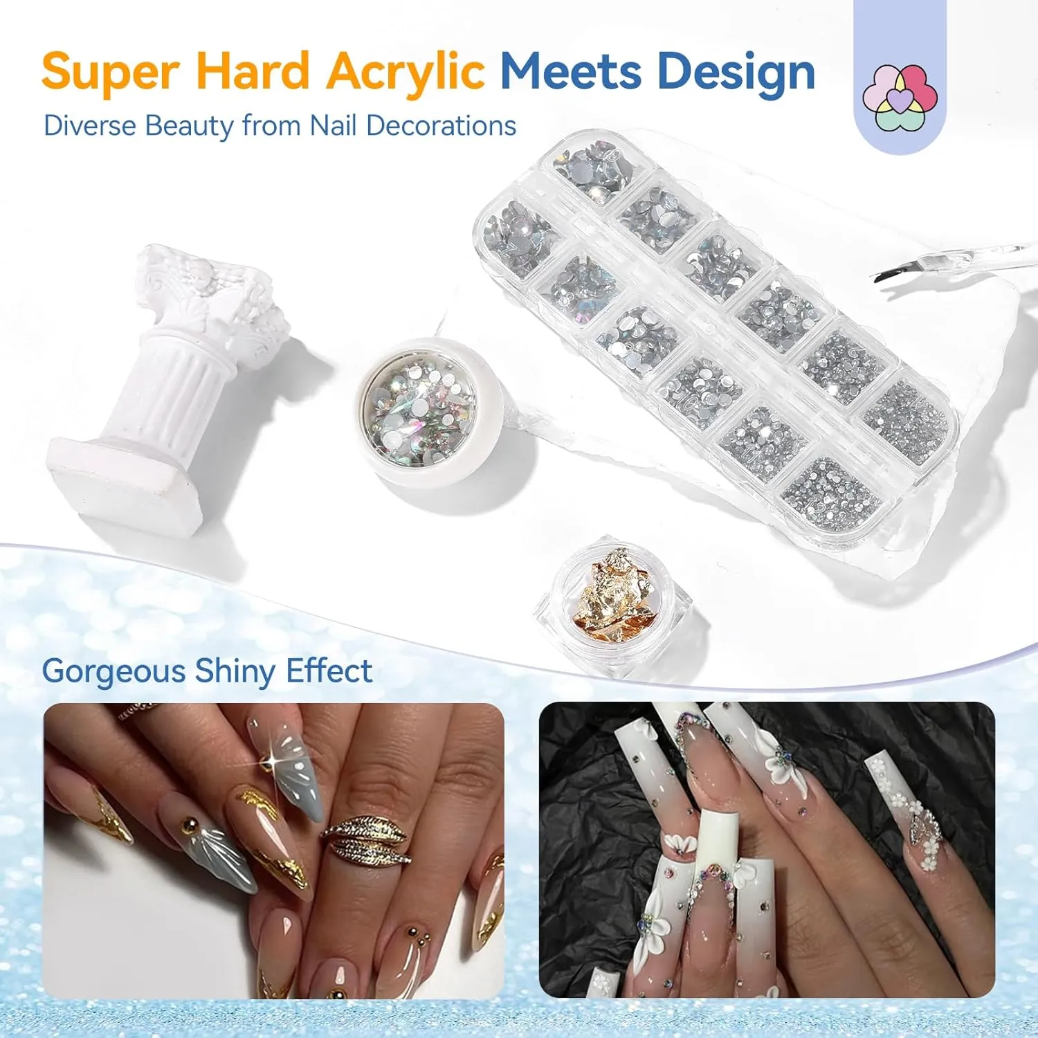 SAVILAND Advanced Acrylic Nail Kit with Drill: Professional Acrylic Nail Kit with Everything Acrylic Powder Liquid Nail Brush Primer Top Gel Rhinestones Nails Kit Acrylic Set Manicure Tools Salon DIY