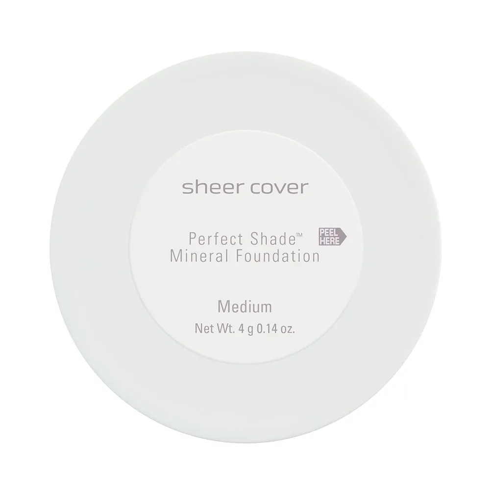 Sheer Cover Perfect Shade - Mineral Foundation Makeup Kit w Free Foundation Brush - Medium Shade - Foundation Powder Makeup and Mineral Makeup, Best Full Coverage Foundation 4 Grams