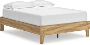 Signature Design by Ashley Bermacy Vintage Full Platform Bed with Metal Slats and Center Support Legs, Light Brown
