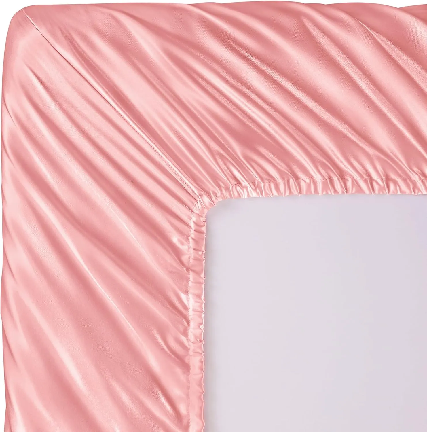 SiinvdaBZX 3-Piece Set Satin Twin XL Fitted Sheet & 2 Pillowcase, Blush Pink Silky Soft Fitted Bottom Sheet Twin Extra Long Bed Sheets, Wrinkle Free, Fade Resistant (Deep Up to 15")