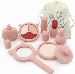 Silicone Makeup Set, Silicone Pretend Play Makeup Kit for Girls, Ideal Toy for Babies Over 3Y 