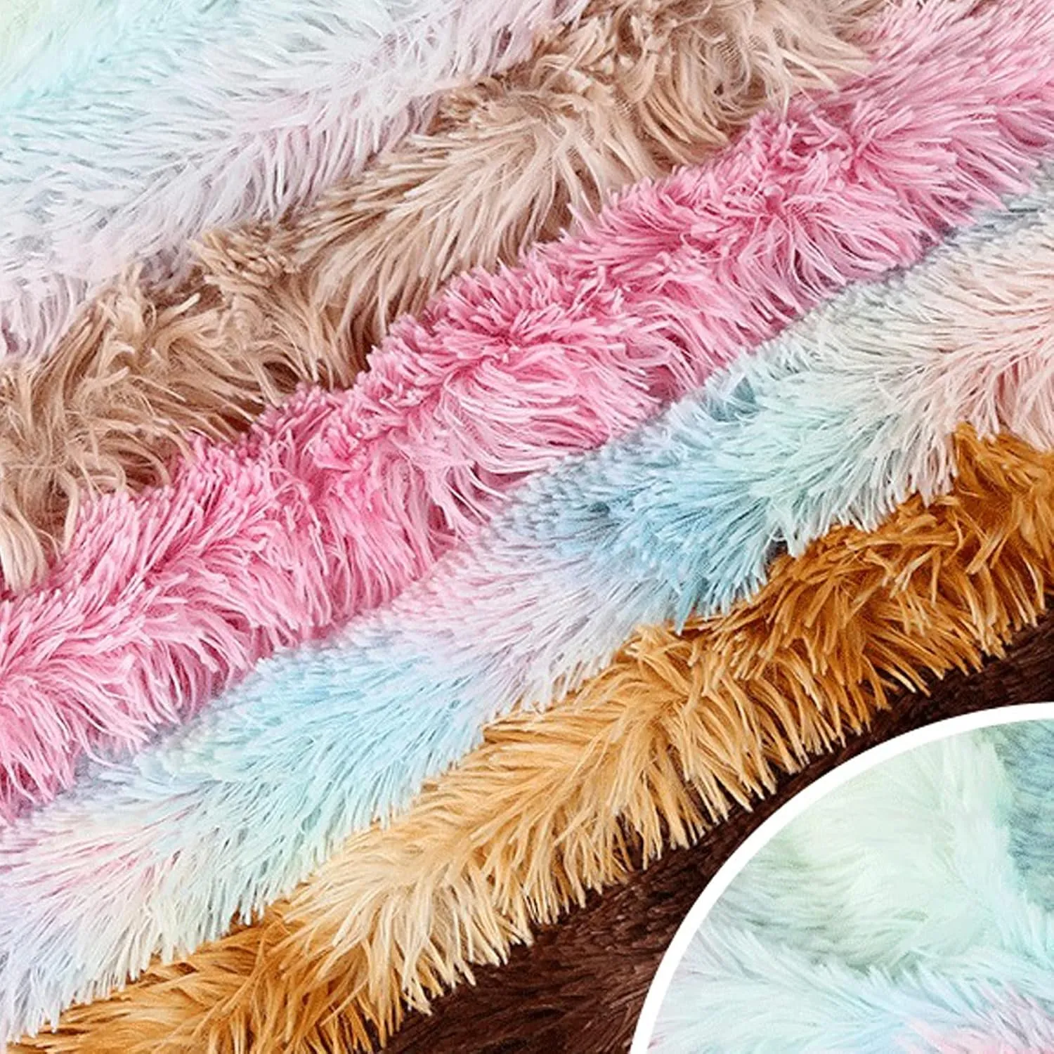 Soft Fur Faux Fur Throw Pillow Covers, 18"x18", Pack of 2 Peach Blush Plush Decorative Tie Dye Pink Throw Girls Pillow Covers, Cute Cushion Cases Pillowcases for Sofa Couch Living Room Bedroom