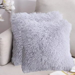 Soft Fur Faux Fur Throw Pillow Covers, 18"x18", Pack of 2 Peach Blush Plush Decorative Tie Dye Pink Throw Girls Pillow Covers, Cute Cushion Cases Pillowcases for Sofa Couch Living Room Bedroom