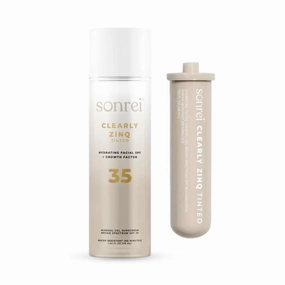 Sonrei Clearly Zinq Hydrating Tinted Facial SPF 35   Anti-aging Growth Factor Sunscreen Mineral Gel & Primer | Broad Spectrum UV Protection | Water Resistant, Vegan | 1.7 Fl oz. (Pack of 2)