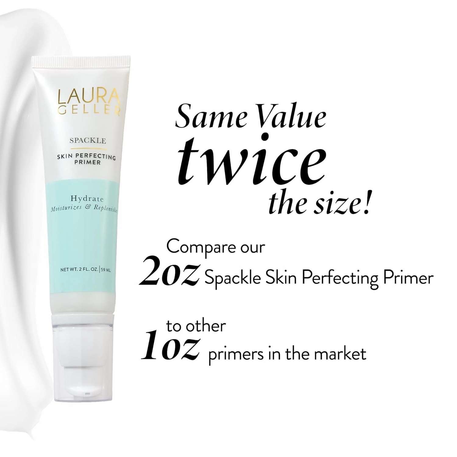 Spackle Primer - Hydrate - Super-Size 2 Fl Oz - Hyaluronic Acid Makeup Primer for Mature Skin