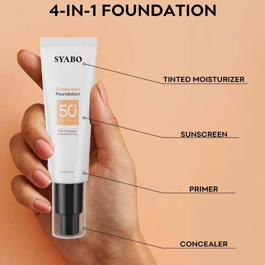 SPF 50 Tinted Sunscreen, Face Sunscreen Hydrating Sun Essence, Lightweight Concealer Sunscreen, Travel Size Against UVA and UVB Sun Protection, Ivory 50ml / 1.7oz