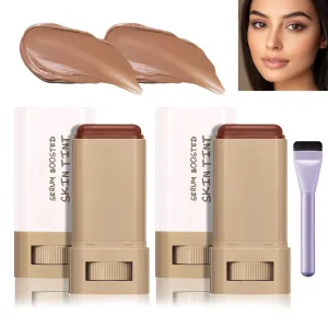 Splendor Serum Boosted Skin Tint Balm, Splendor Balm Solid Tinted Moisturizing Serum Contour Stick Foundation Face Stick, Sweat-proof Portable for Women of All Skin Tones (#6-2PCS)