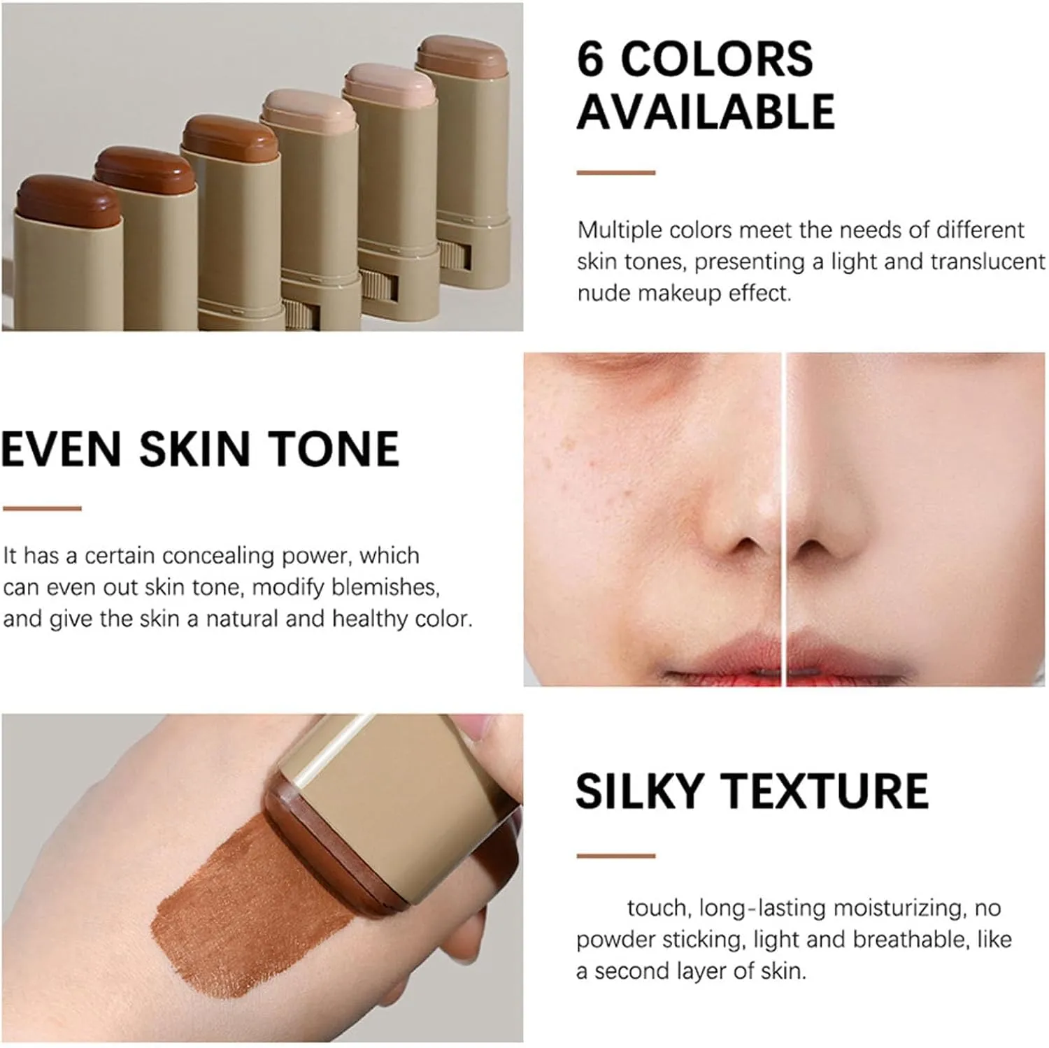 Splendor Skin Tint Balm for Black Women, Splendor Serum Boosted Skin Tint Balm, Foundation Stick Beauty Boosted Skin Tint, Solid Tinted Moisturizing Serum Contour Stick-01#