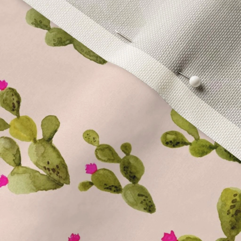 Spoonflower Fabric - Pear Blush Pink Flowers Cactus Desert Succulent Wedding Boho Printed on Upholstery Velvet Fabric Fat Quarter - Upholstery Home Decor Bottomweight Apparel