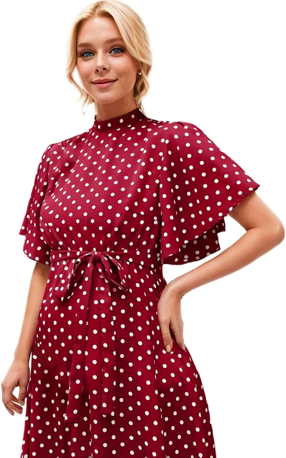 Spring Maternity Dress,Polka dot midi Dresses wrap Casual Flowy Plus Size Spring Dresses for Women Party