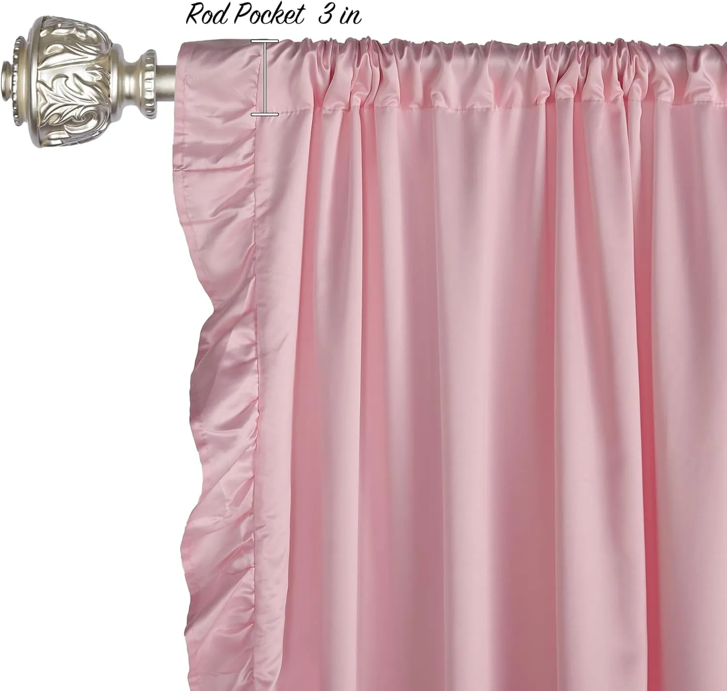 StangH Blush Pink Curtains 84 inch Length,Scalloped Curtains Feminine Decor Nursery Curtain French Country Ruffle Window Drapes for Girls Room/Dressing Room, Rod Pocket, W52 x L84, 2 Panels