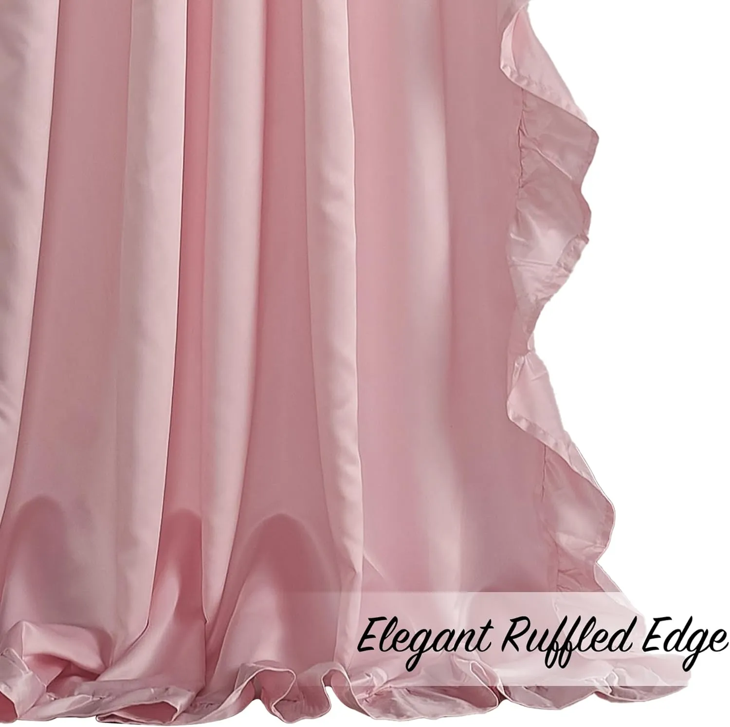 StangH Blush Pink Curtains 84 inch Length,Scalloped Curtains Feminine Decor Nursery Curtain French Country Ruffle Window Drapes for Girls Room/Dressing Room, Rod Pocket, W52 x L84, 2 Panels