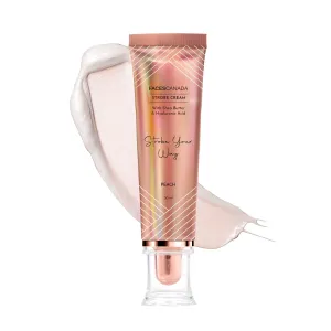 Strobe Cream Rose Gold, Primer and Highlighter with Shea Butter, 30ml Moisturizing Makeup Base (Peach)