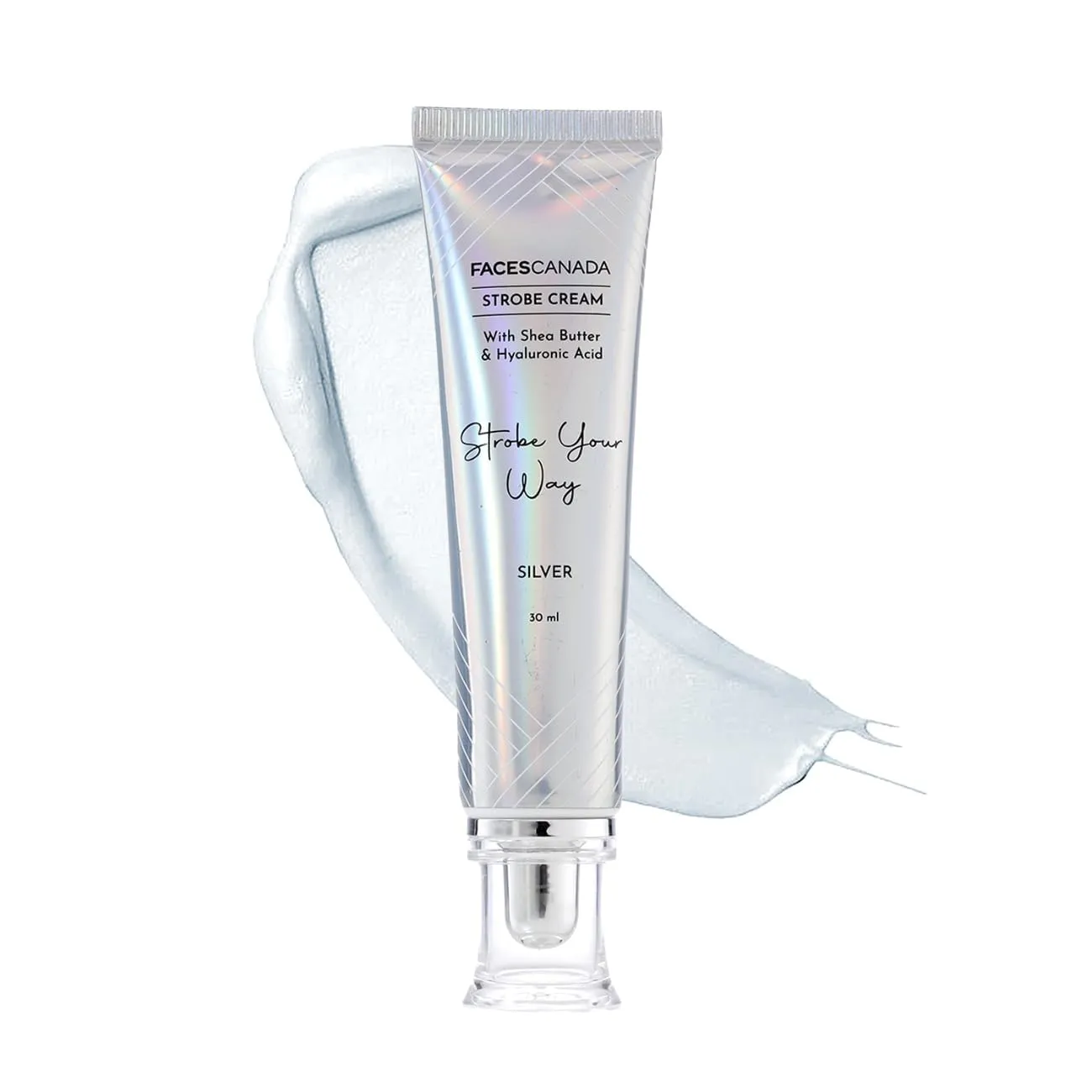 Strobe Cream Rose Gold, Primer and Highlighter with Shea Butter, 30ml Moisturizing Makeup Base (Silver)