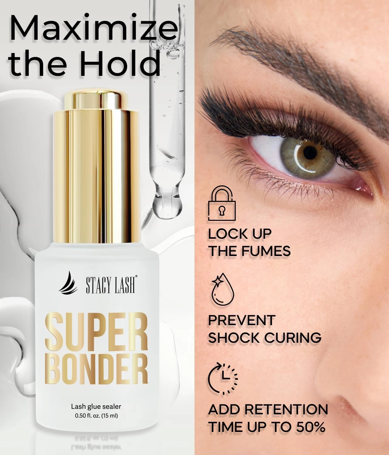 Super Bonder for Lash Extensions by Stacy Lash/Locks Eyelash Glue Fumes/Lash Extension Primer Complement/Lash Bonder for Mink Individual Lashes/Eyelash Extension Supplies