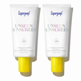 Supergoop! Unseen Sunscreen - SPF 40 - Invisible, Broad Spectrum Face Sunscreen   Makeup-Gripping Primer - Weightless, Scentless, Oil Free - For All Skin Types & Skin Tones - 1.7 fl oz - Pack of 2