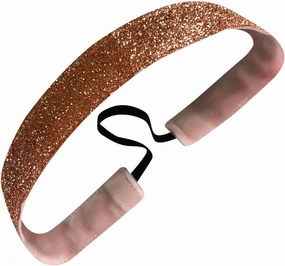 Sweaty Bands Womens Girls Headband for a Intense Workout - Non-Slip Sweat-Wicking Velvet-Lined Sparkling Hairband - Metallic Shimmer Blush Pink 1-Inch