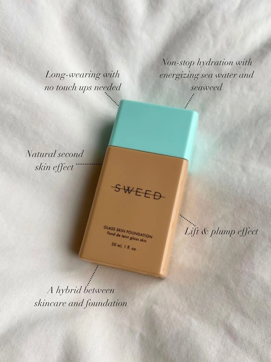 SWEED - Glass Skin Foundation | Long-Lasting Fluid Formula | Hydrate, Moisturize, Lift, Plump, Protect | Vegan, Cruelty-Free, Clean Beauty (10 DEEP N)