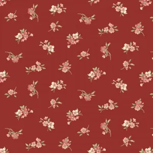 Sweet Blush Floral Rose Rose Buds Red by P and B Textiles Cotton Fabric BTY