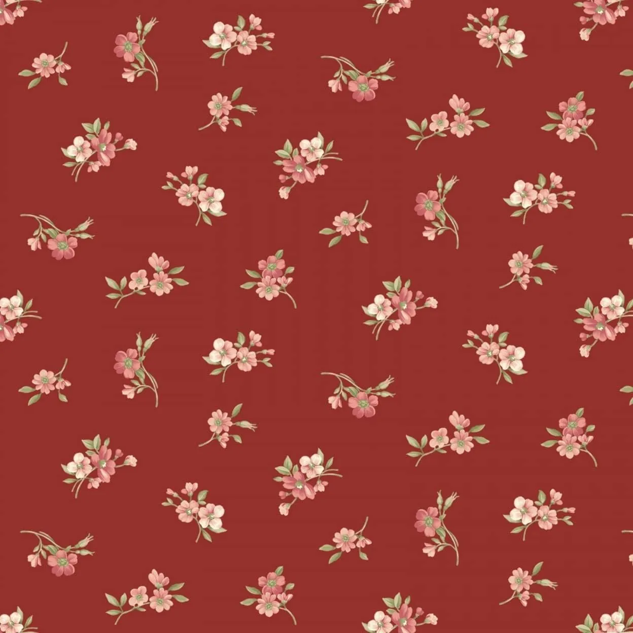Sweet Blush Floral Rose Rose Buds Red by P and B Textiles Cotton Fabric BTY