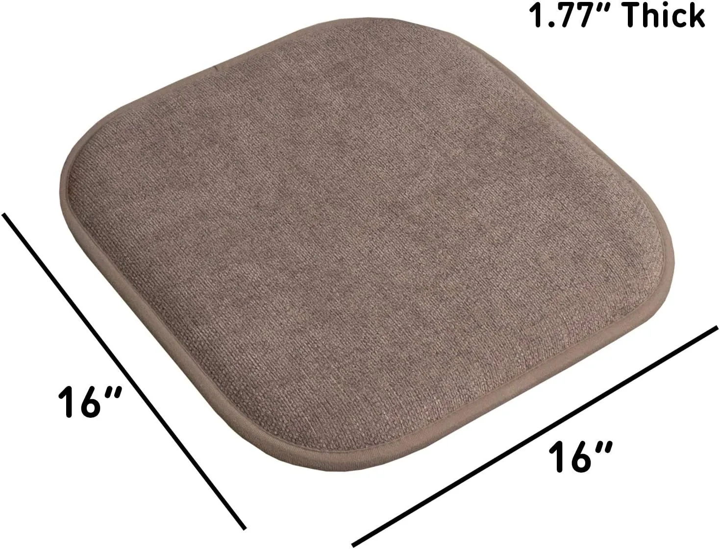 Sweet Home Collection Chair Cushion Memory Foam Pads Honeycomb Pattern Slip Non Skid Rubber Back Rounded Square 16" x 16" Seat Cover, 2 Pack, Alexis Chocolate