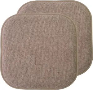 Sweet Home Collection Chair Cushion Memory Foam Pads Honeycomb Pattern Slip Non Skid Rubber Back Rounded Square 16" x 16" Seat Cover, 2 Pack, Alexis Chocolate