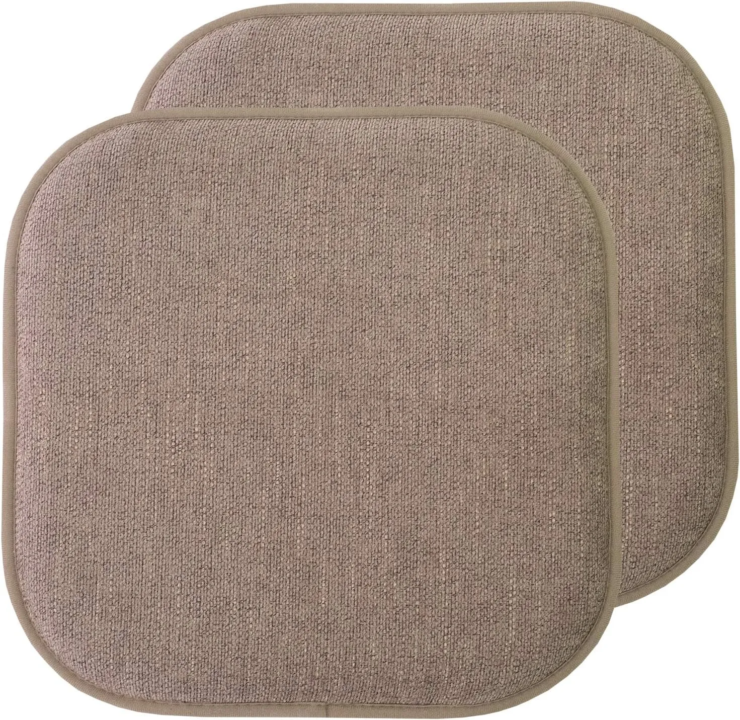 Sweet Home Collection Chair Cushion Memory Foam Pads Honeycomb Pattern Slip Non Skid Rubber Back Rounded Square 16" x 16" Seat Cover, 2 Pack, Alexis Chocolate